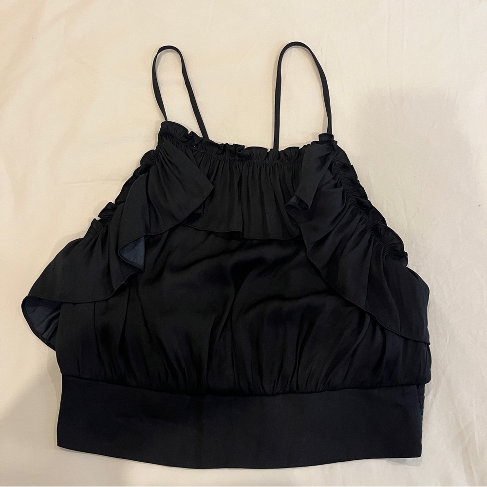 Free People Crop Top Spaghetti Strap Black Navy Size Small